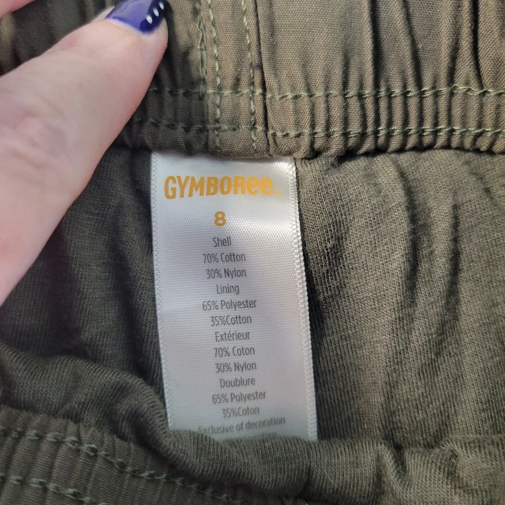 Gymboree‎ Boys Size 8 Olive Green Lined Windbreaker Pants Maroon Strip Rugged